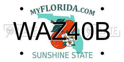 WAZ40B Florida License Plate
