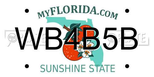WB4B5B Florida License Plate