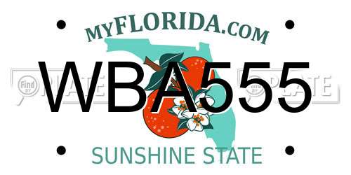 WBA555 Florida License Plate