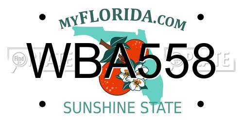 WBA558 Florida License Plate