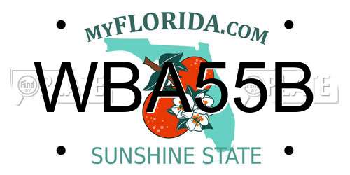 WBA55B Florida License Plate
