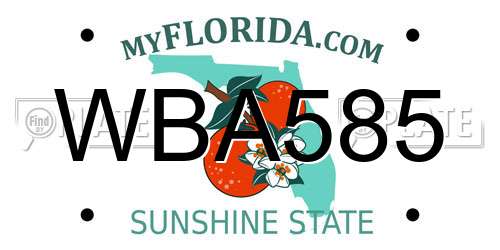 WBA585 Florida License Plate