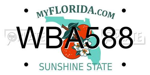 WBA588 Florida License Plate