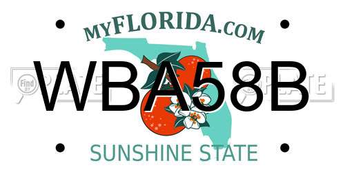 WBA58B Florida License Plate