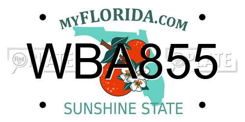 WBA855 Florida License Plate