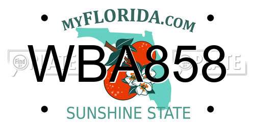 WBA858 Florida License Plate