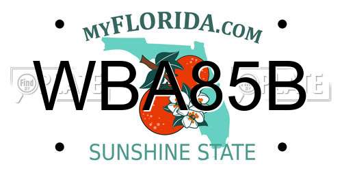 WBA85B Florida License Plate