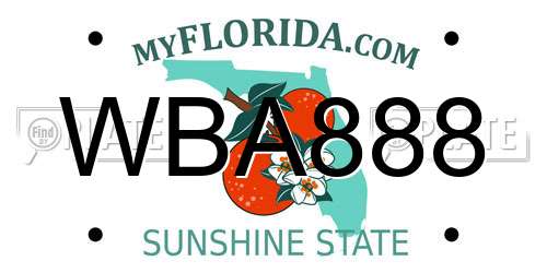 WBA888 Florida License Plate