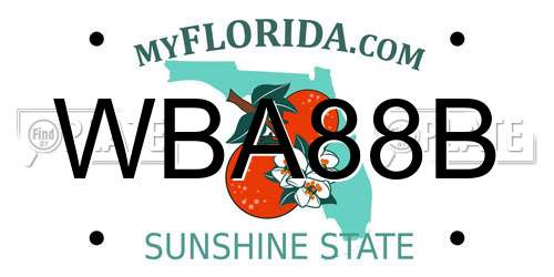 WBA88B Florida License Plate