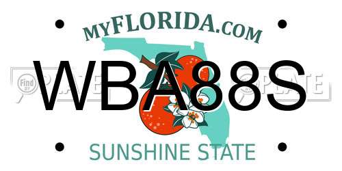 WBA88S Florida License Plate
