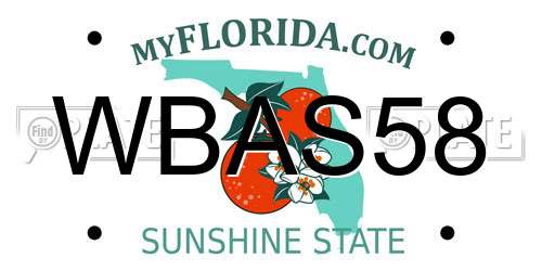 WBAS58 Florida License Plate