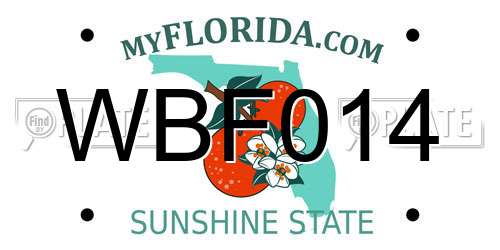 WBF014 Florida License Plate
