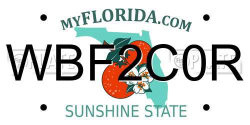 WBF2C0R Florida License Plate