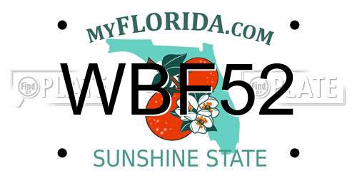 WBF52 Florida License Plate