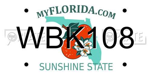 WBK108 Florida License Plate
