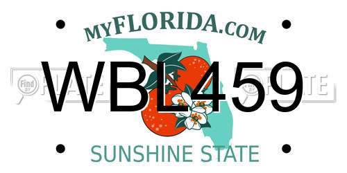 WBL459 Florida License Plate