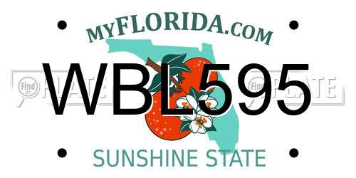 WBL595 Florida License Plate
