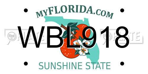 WBL918 Florida License Plate