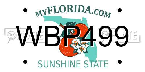 WBP499 Florida License Plate