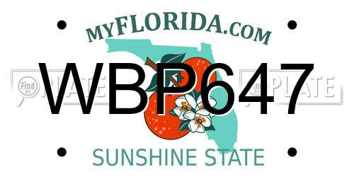 WBP647 Florida License Plate