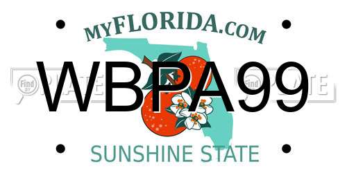 WBPA99 Florida License Plate