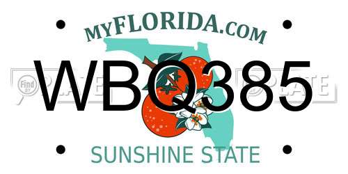 WBQ385 Florida License Plate