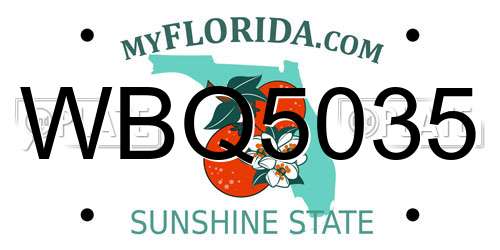 WBQ5035 Florida License Plate