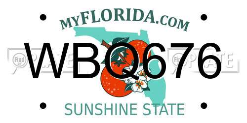 WBQ676 Florida License Plate