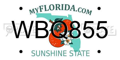 WBQ855 Florida License Plate