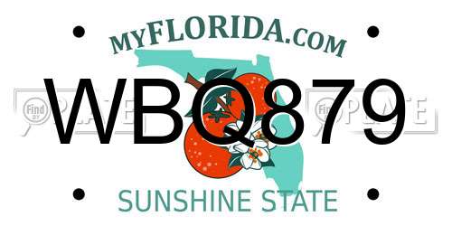 WBQ879 Florida License Plate