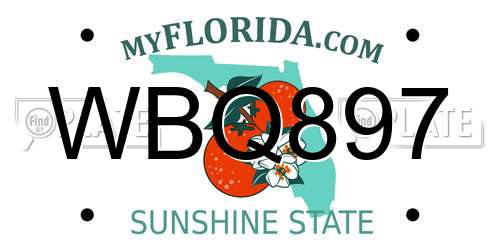 WBQ897 Florida License Plate