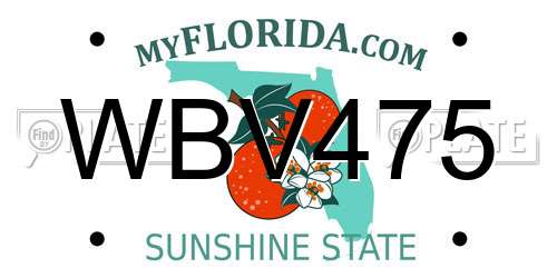 WBV475 Florida License Plate