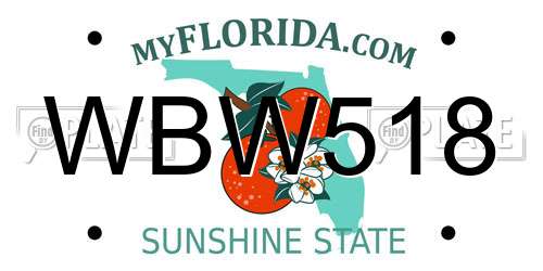 WBW518 Florida License Plate