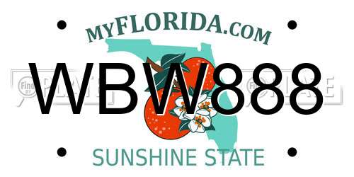 WBW888 Florida License Plate