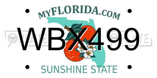 WBX499 Florida License Plate