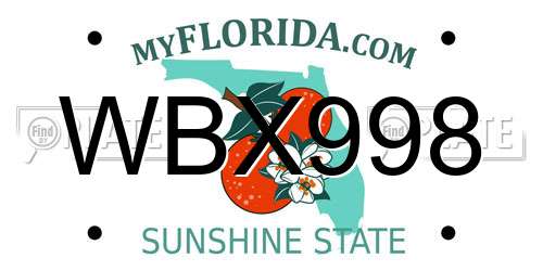 WBX998 Florida License Plate