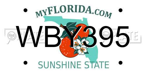 WBY395 Florida License Plate