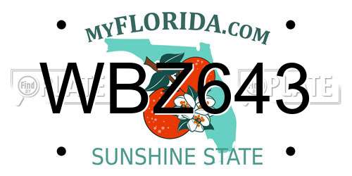 WBZ643 Florida License Plate