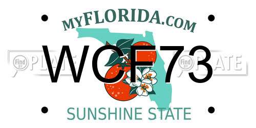 WCF73 Florida License Plate