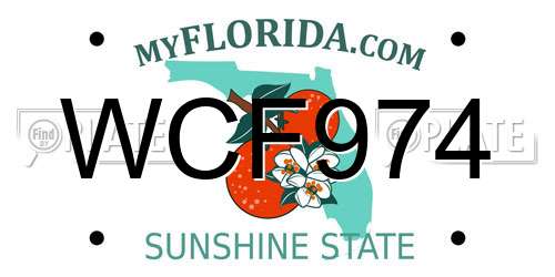 WCF974 Florida License Plate