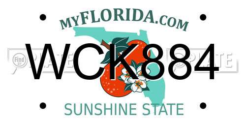 WCK884 Florida License Plate