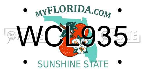 WCL935 Florida License Plate