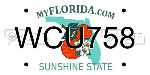 WCU758 Florida License Plate