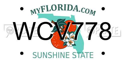 WCV778 Florida License Plate