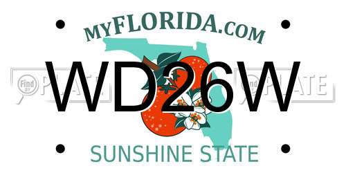 WD26W Florida License Plate