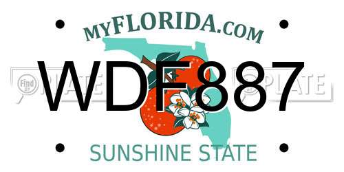 WDF887 Florida License Plate