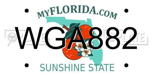 WGA882 Florida License Plate