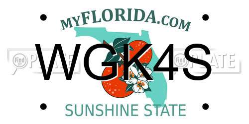 WGK4S Florida License Plate