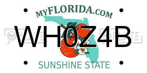 WH0Z4B Florida License Plate