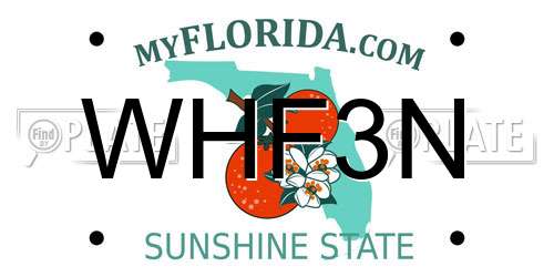 WHF3N Florida License Plate